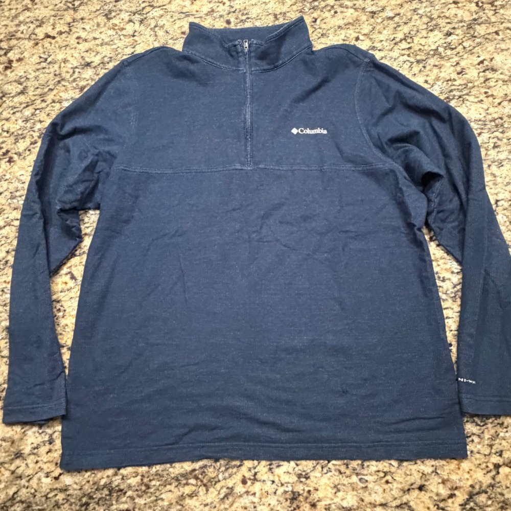 Columbia Mens Omni-Wick 1/4 Zip Pullover Navy Blue Long Sleeve Shirt Large ws